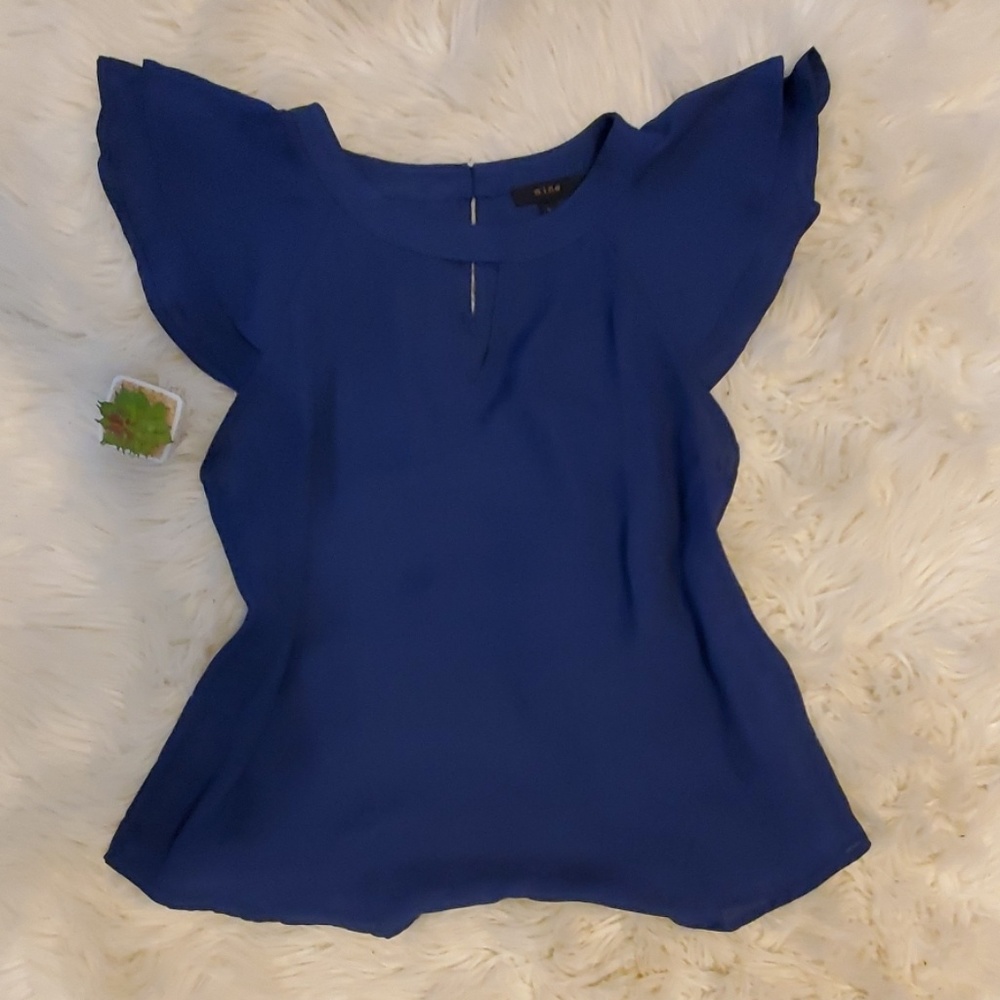 Navy blue dress shirt with key hole front